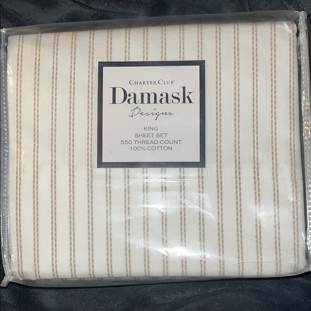 Charter Club Damask Designs King Sheet Set - Cream